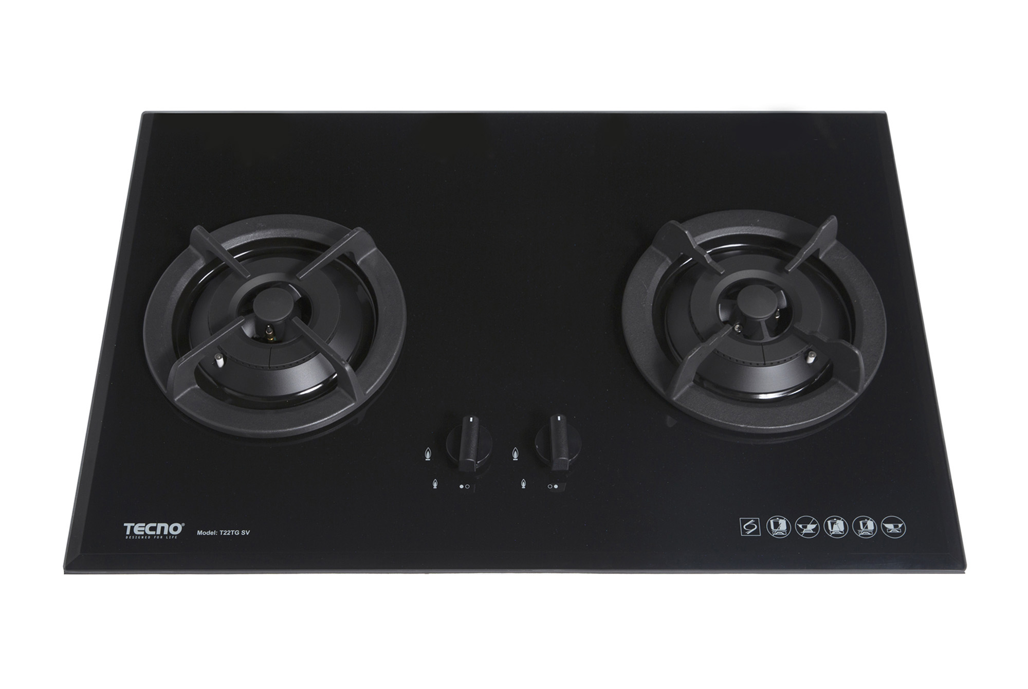 Tecno 2-Burner 75cm Tempered Glass Cooker Hob - Image 2