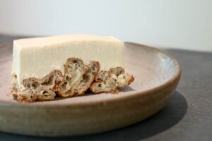 plated plain tofu youtiao cheesecake