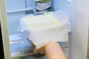 tofu youtiao cheesecake in fridge