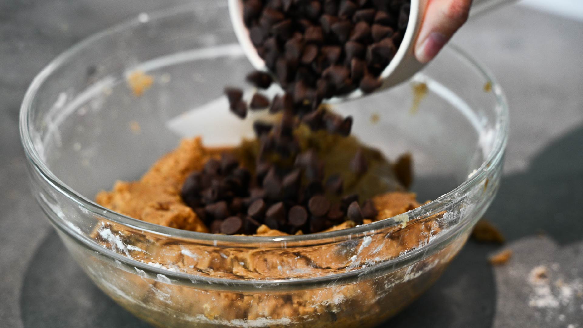adding in chocolate chips