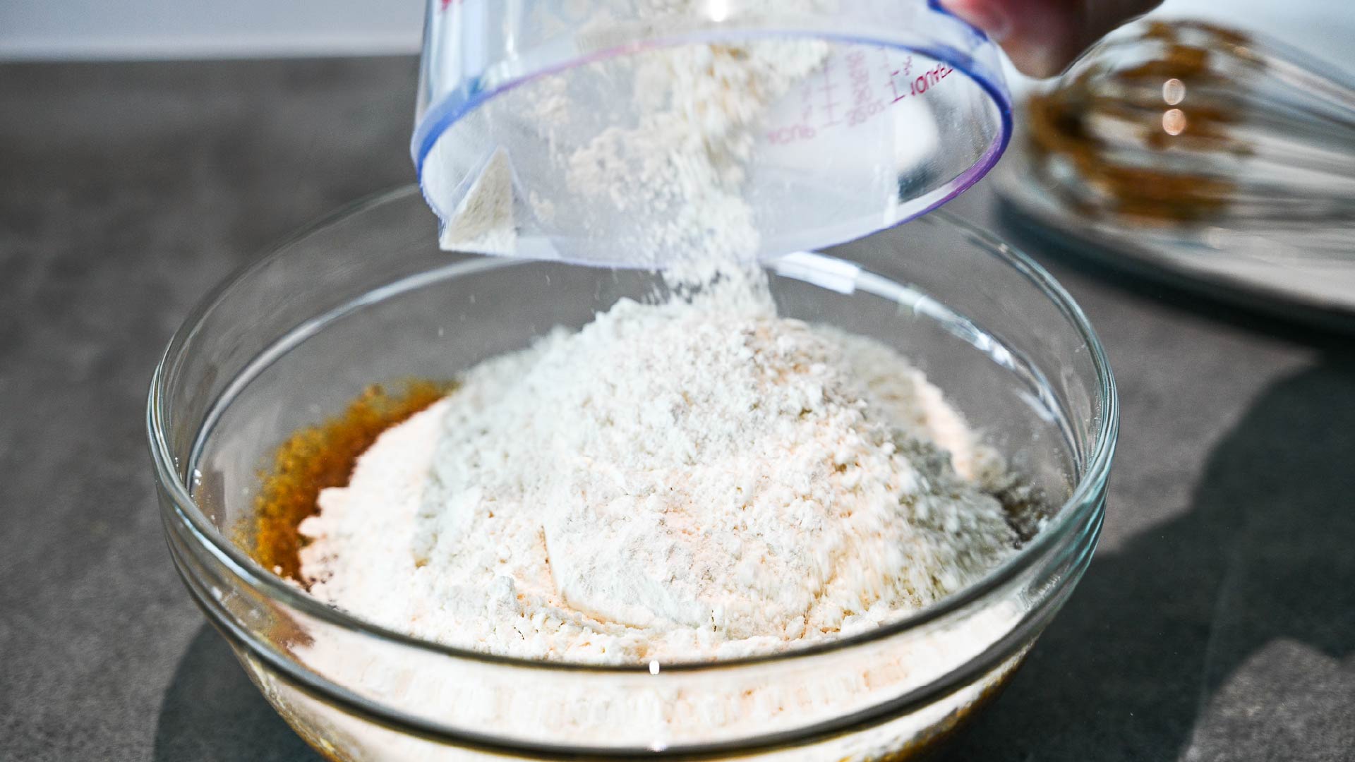 adding flour