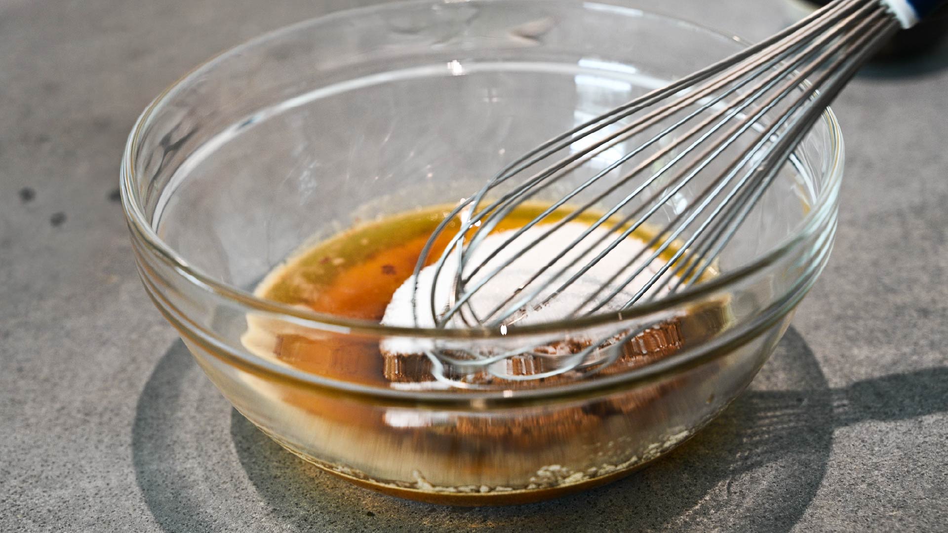 whisking in ingredients